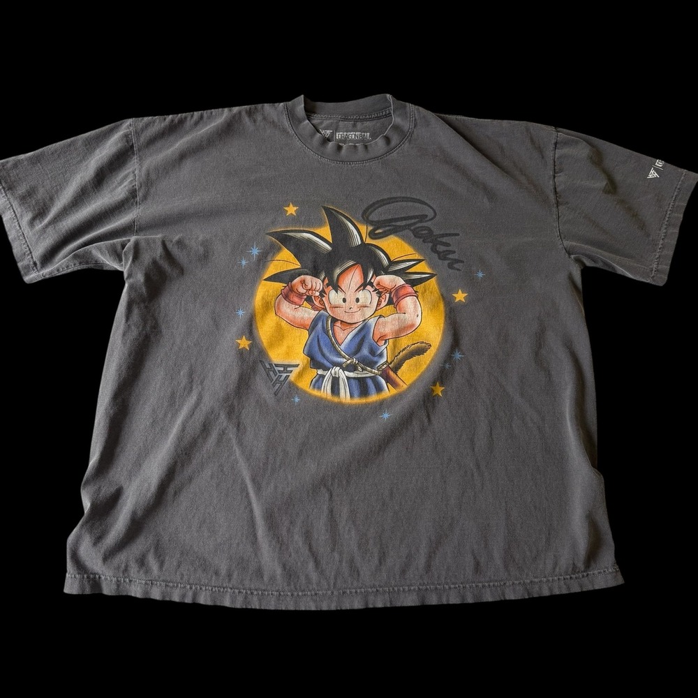 Hypland x Dragon Ball Goku T-Shirt 2XL Washed Grey Streetwear Tee